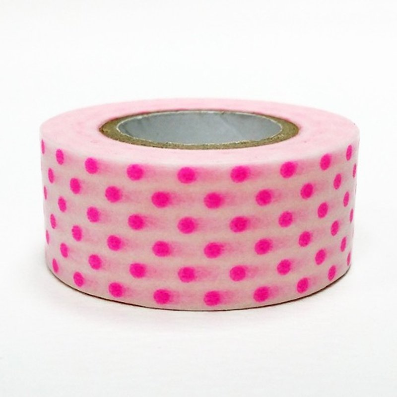 Mastee and paper tape Basic limited [water jade dot-fluorescent powder (MST-MKT139-FPK)] - Washi Tape - Paper Pink