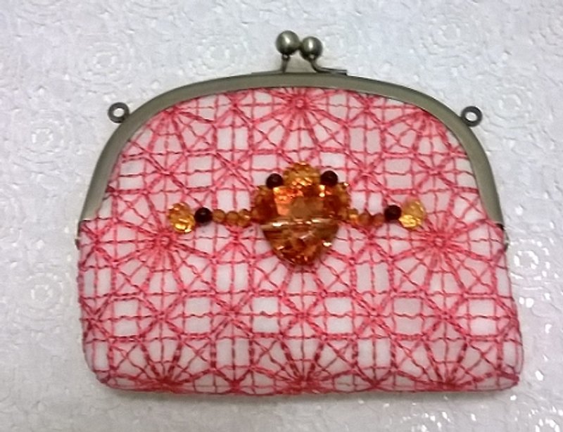 pinpincandy amber heart gold bag cosmetic bag universal bag - Toiletry Bags & Pouches - Other Materials Orange