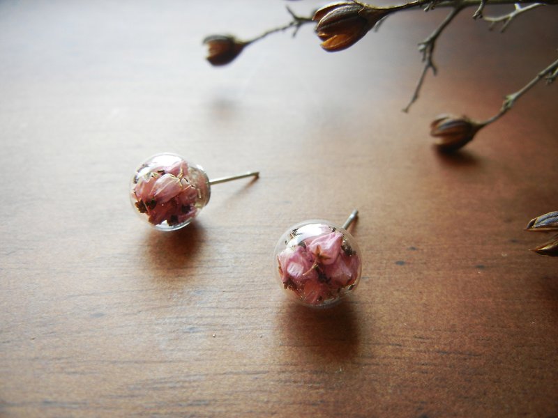 *coucoubird*Pink flower glass earrings / anti-allergic ear - Earrings & Clip-ons - Glass Pink