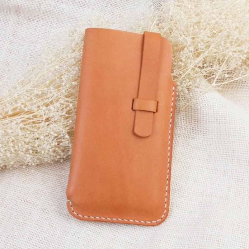 iPhone 6 Plus 純手工植物鞣皮雙摺式手機套 - 棕褐色 - 平板/電腦保護殼 - 真皮 橘色