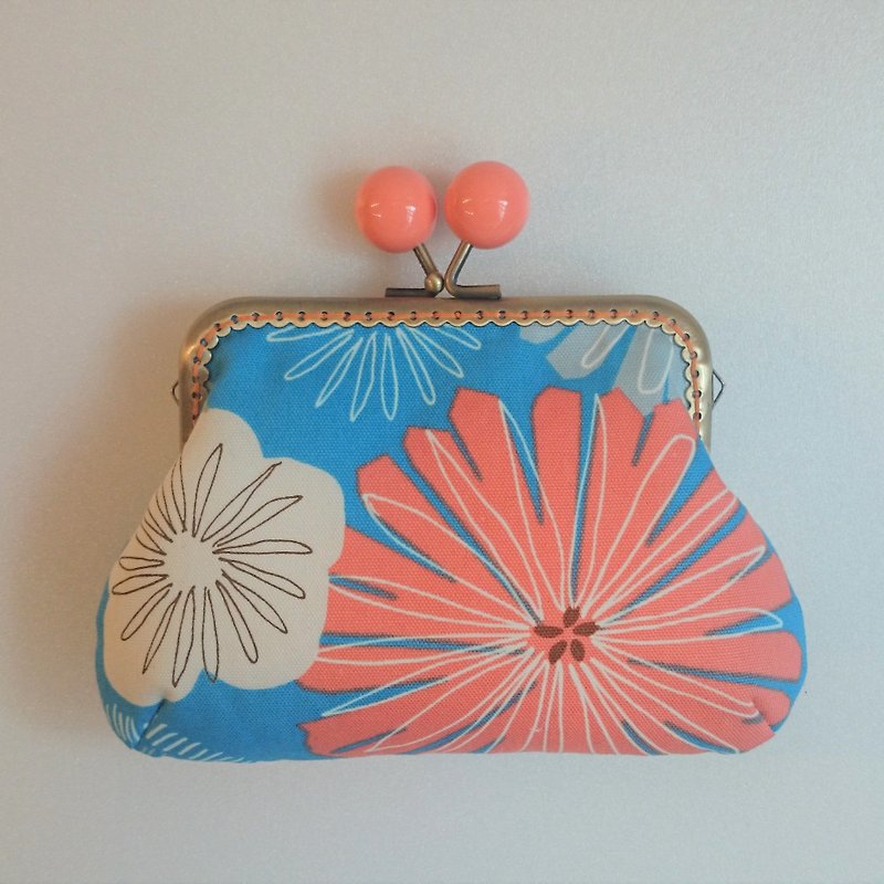 Gold bag / storage bag / elegant basket orange flower - กระเป๋าใส่เหรียญ - ผ้าฝ้าย/ผ้าลินิน 