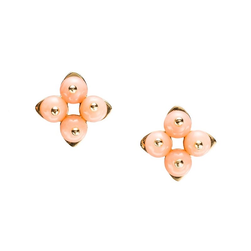 14k Pink Opal Earrings, Pink Stone Earrings, Opal Stud, Pink Quartz Earrings - ต่างหู - เครื่องประดับ สึชมพู