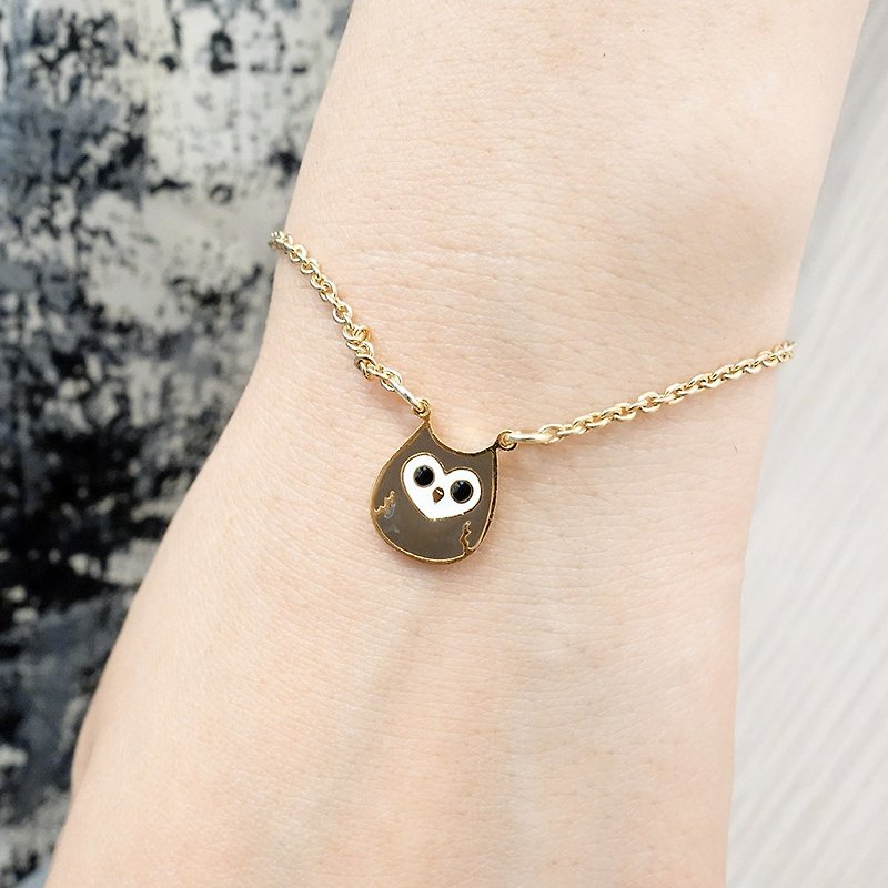 Heart face owl bracelet necklace bird design carton packaging - Bracelets - Enamel Brown
