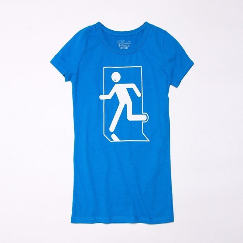 Emergency travel female short-sleeved cotton T Highland Peach - เสื้อผู้หญิง - ผ้าฝ้าย/ผ้าลินิน สีน้ำเงิน