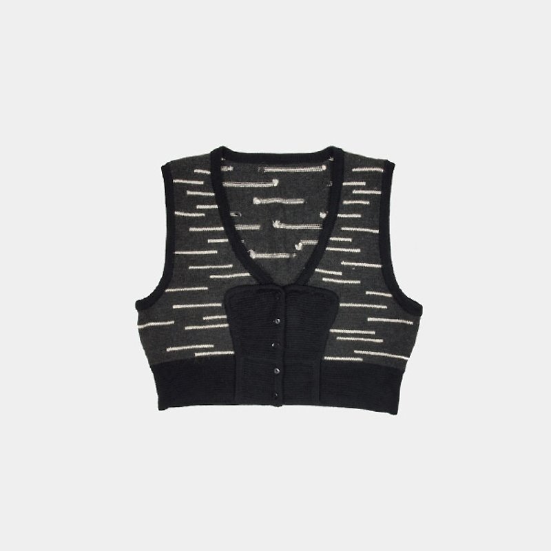 │moderato│ geometric lines │ forest vintage knit sweater. Girlfriend and unique. Art. Gifts - Women's Vests - Other Materials Black