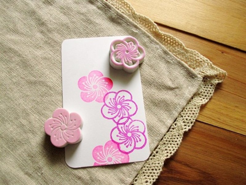 Apu Handmade Stamp Japanese Style Decorative Cherry Blossom Stamp Set D Type 2 Pieces - Stamps & Stamp Pads - Rubber 