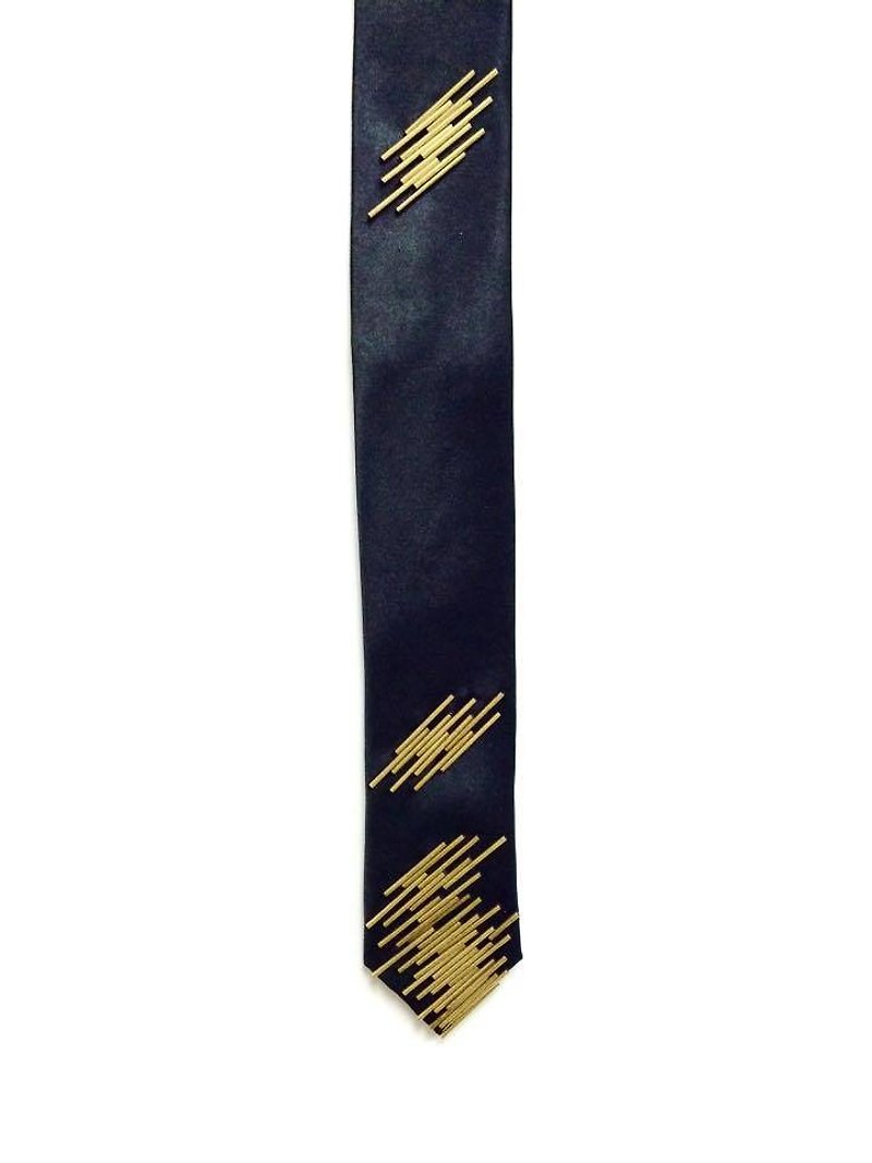 金色釘管長呔 Tie - 領帶/領帶夾 - 絲．絹 