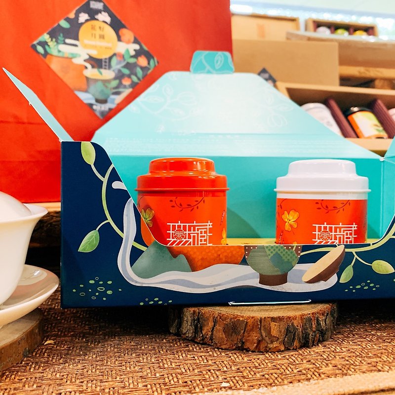 [2022 Exclusive Gift Box] Flowers and Full Moon - Wuzang Mid-Autumn Festival Sun Moon Lake Selected Black Tea Gift Box - Tea - Fresh Ingredients Red