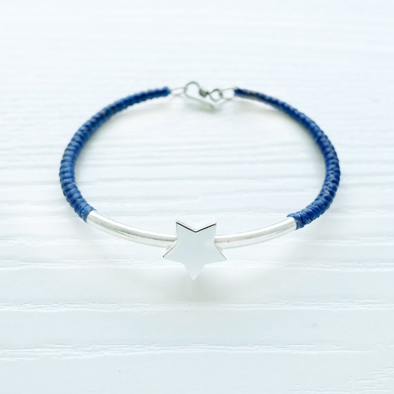 METEOR - Slim Braided Waterproof Tailormade Silver Star Bracelet Anklet - Bracelets - Waterproof Material Blue