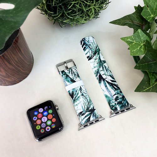 UltraCase Apple Watch Series 1 - 5 文青綠色樹葉皮手錶帶 38 40 42 44 mm