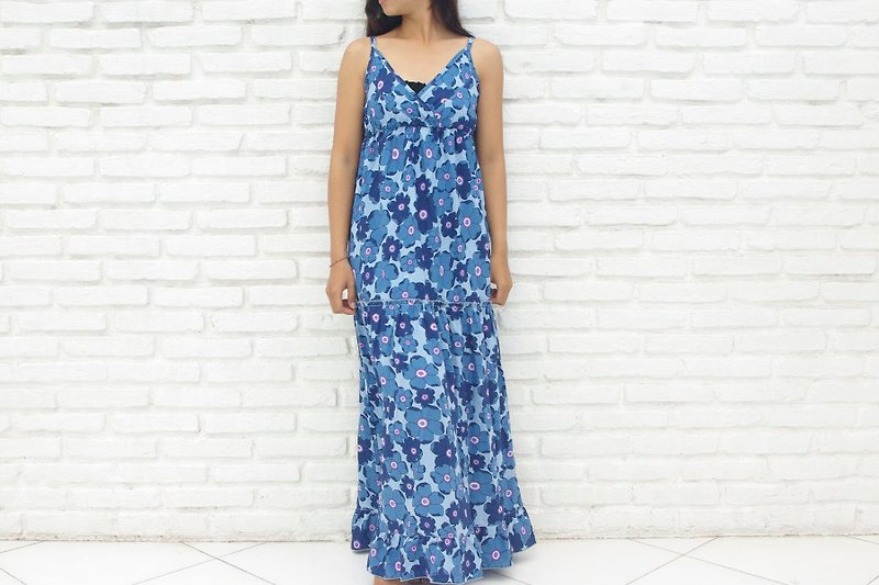 Summer Flower Garden dress <Blue> - One Piece Dresses - Other Materials Blue