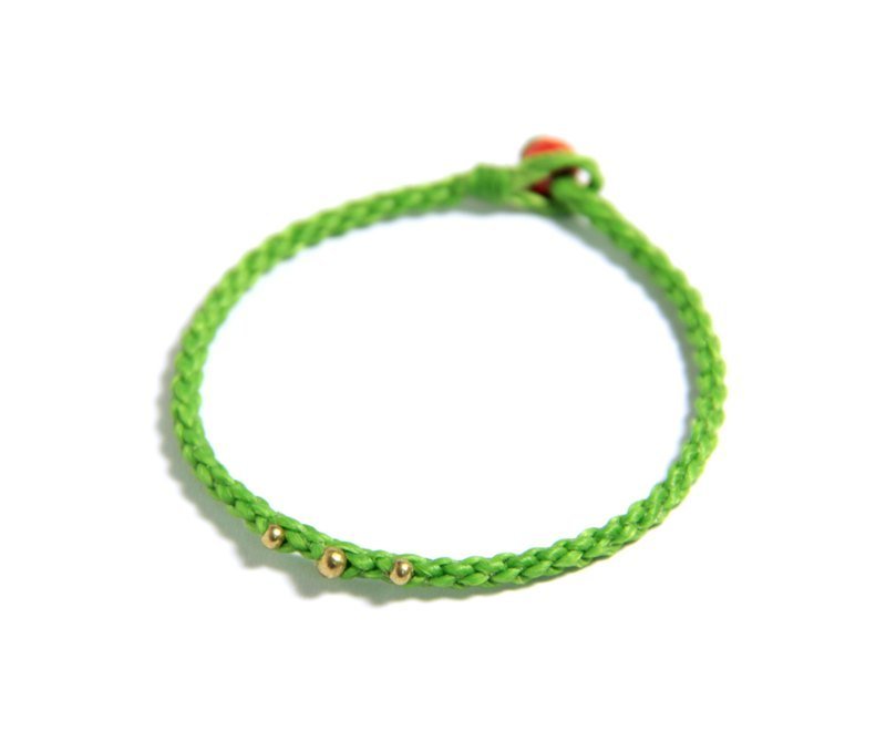 六股三銅 蠶絲蠟線手環 - Bracelets - Other Metals Green