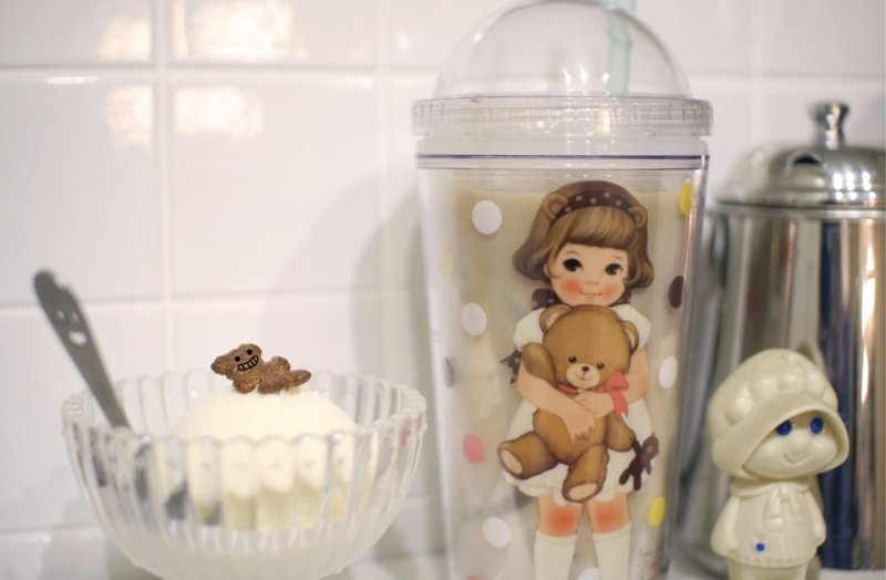 韓國【Afrocat】paper doll mate ice tumbler〈Sally〉思樂冰杯 咖啡 水果 可樂 - 水瓶/水壺 - 塑膠 咖啡色