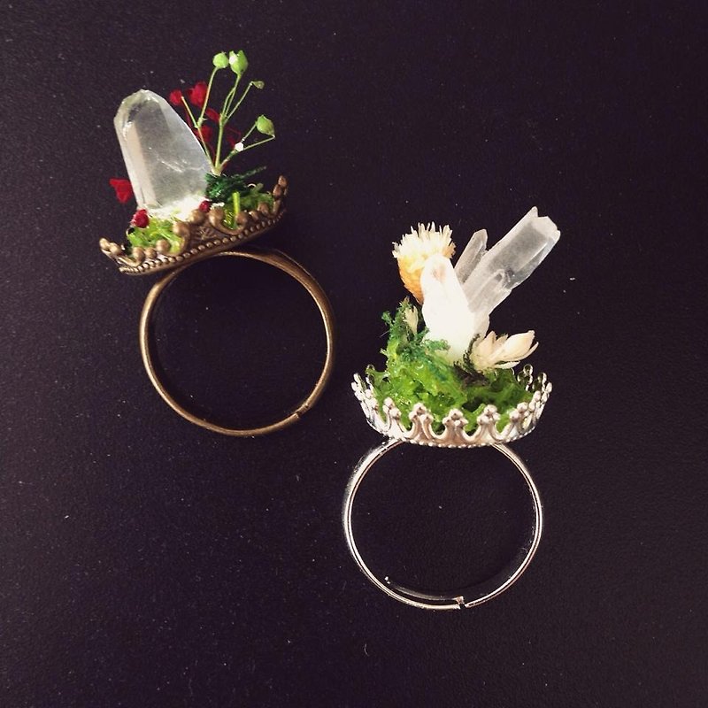 Photo of one thing - Mini Crystal Bonsai Ring - B section - white crystal really dried forest - General Rings - Gemstone White