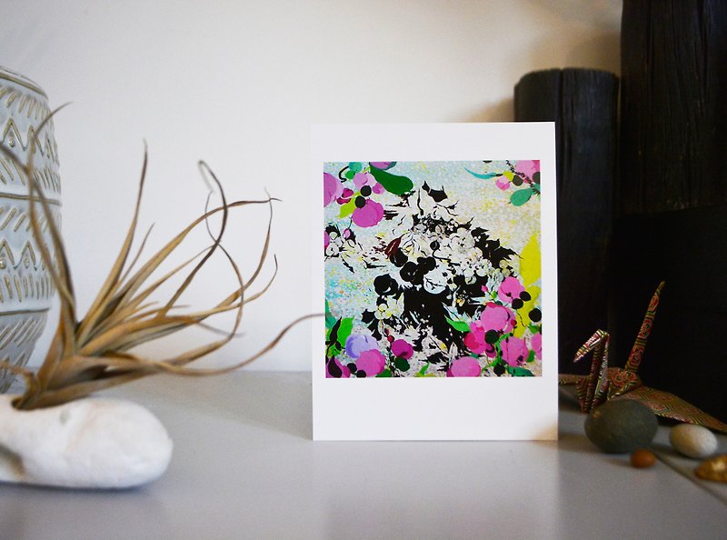 Veil-Artist's Abstract Postcard Viel Green Plants Flowers Spring Geometric Leaves - การ์ด/โปสการ์ด - กระดาษ สีเขียว