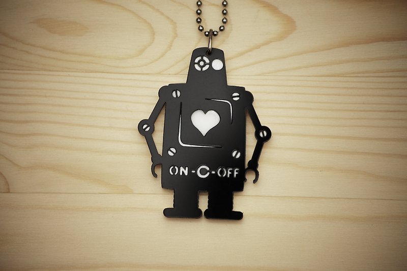 【Peej】‘The Love Bot’ Double layered Acrylic key chains/necklaces - Necklaces - Acrylic Black
