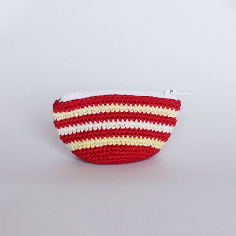 Hand-Knitted Purse--Happy Time - Coin Purses - Cotton & Hemp Red
