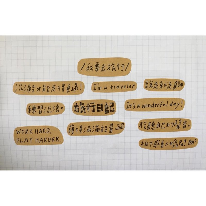 Hand-painted leather stickers - I'm going to travel - Stickers - Paper Brown