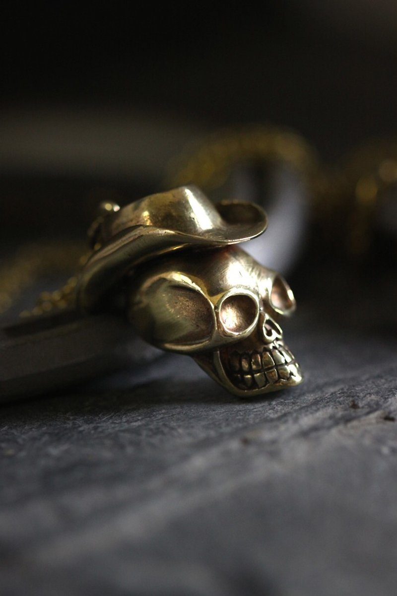Skull Cowboy Charm Necklace by Defy. - Necklaces - Other Metals 