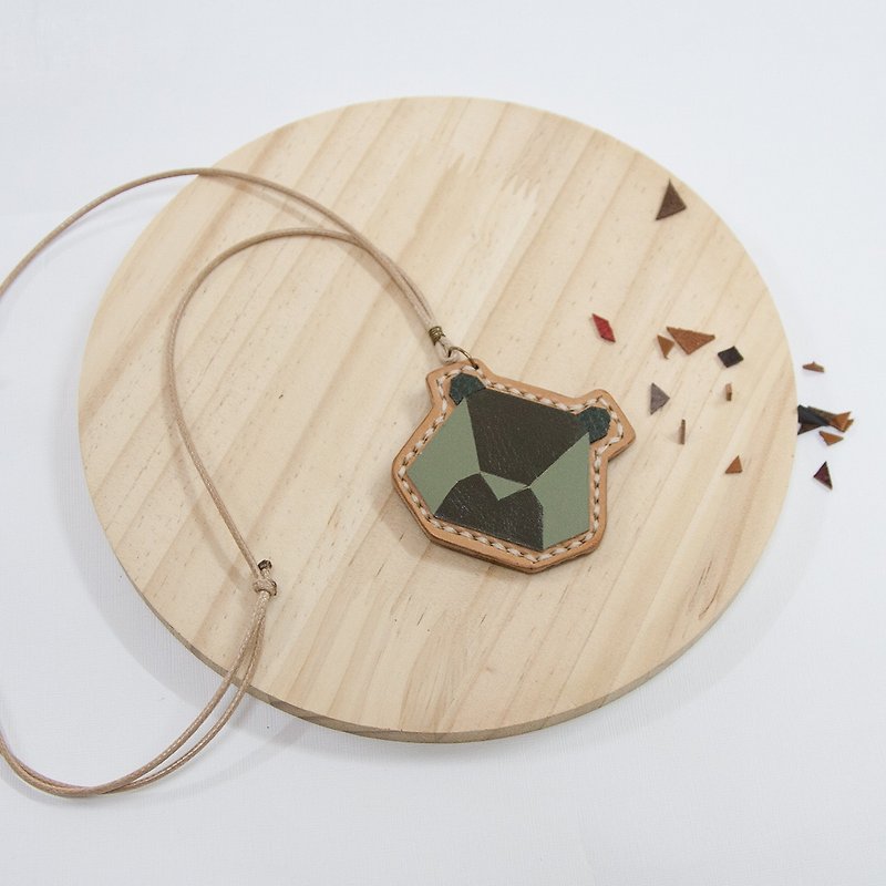 Halo! Animal Series - Bear // handmade leather Necklace [RE:Lz] - Necklaces - Genuine Leather Brown