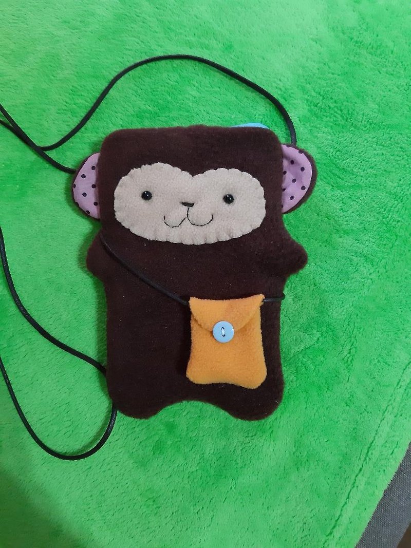 Bean monkey cute animal mobile phone bag. Leisure card holder. Camera bag. Red envelope bag - Other - Other Materials 