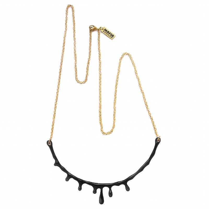 Water Drop  black blood  necklace in brass ,Rocker jewelry ,Skull jewelry,Biker jewelry - 項鍊 - 其他金屬 