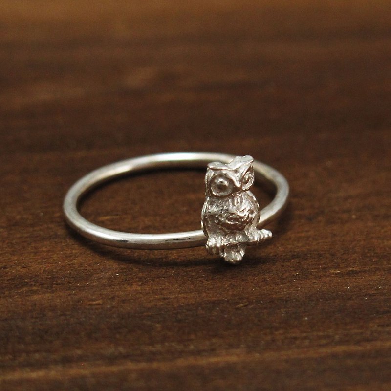 Owl Ring 925 Sterling Silver Ring-64DESIGN - General Rings - Sterling Silver Gray