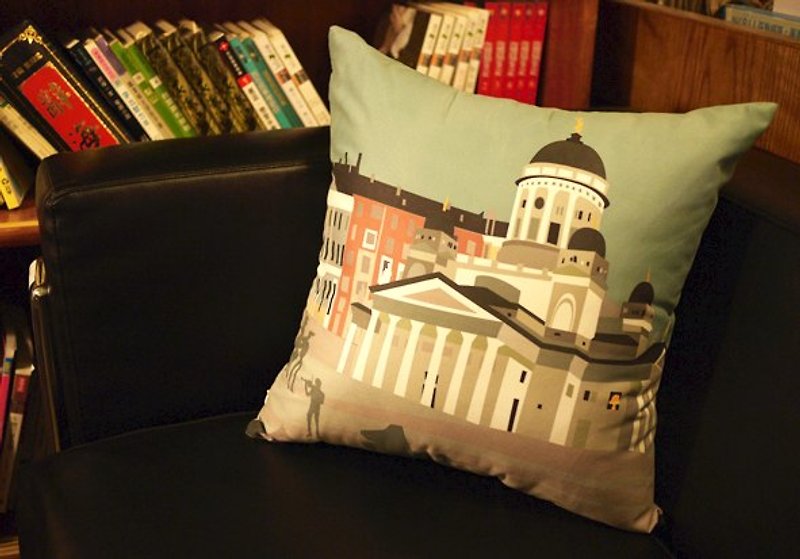 [Go travel well. Take a good rest] Suede pillowcase [Helsinki. Finland】 - หมอน - วัสดุอื่นๆ สีน้ำเงิน