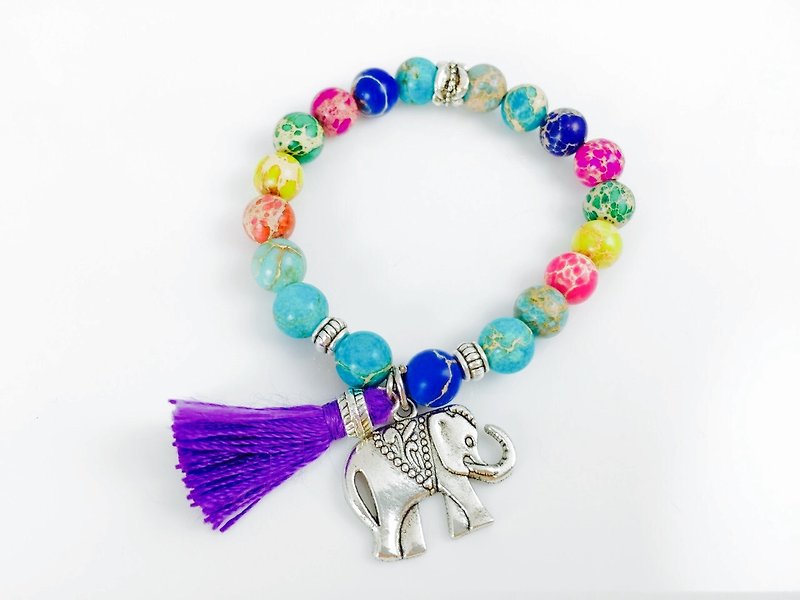 [Comprehensive emperor stone elephant x x tassel] - Bracelets - Other Materials Multicolor