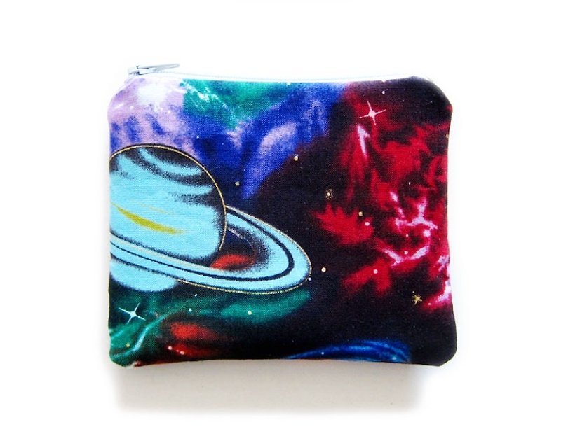 Zipper bag / purse / mobile phone case outer space - Coin Purses - Other Materials Black