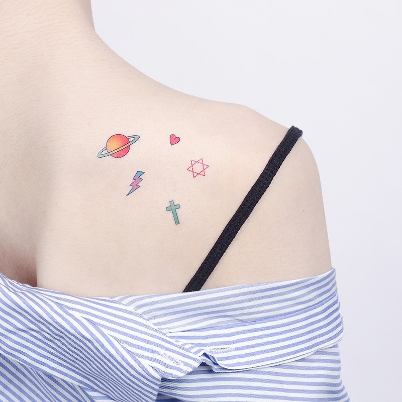 刺青紋身貼紙 / 宇宙行星 微刺青 Surprise Tattoos - 紋身貼紙 - 紙 多色