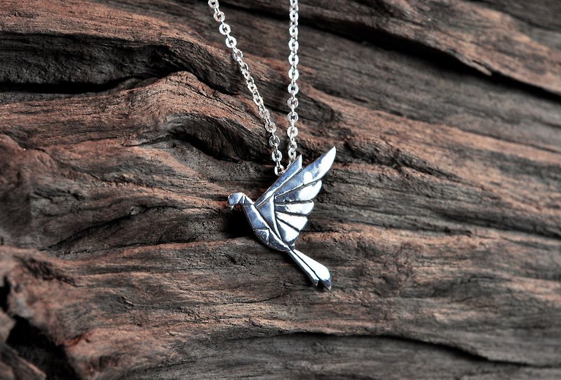 Ermao Silver[Childhood Fun-Archaeopteryx Origami Model-Necklace] Silver - Necklaces - Silver Silver