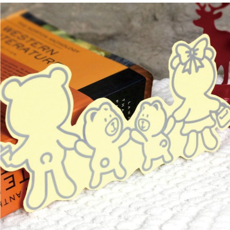 [Family Portrait Sticker] Reflective Sticker Happy Bear Silver/Gold Four - Stickers - Paper Multicolor