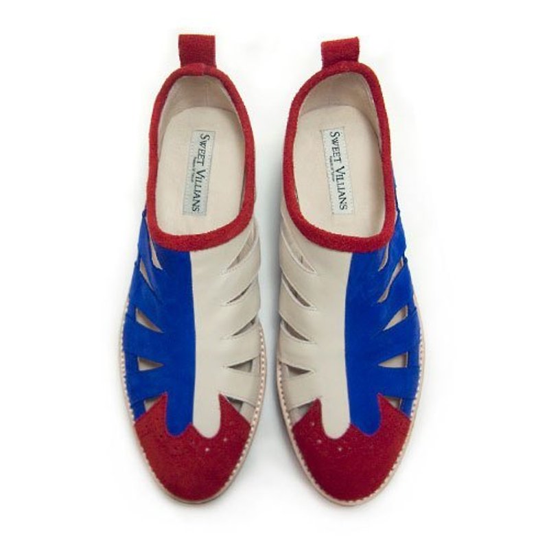 Sweet Villians 英倫濃厚色彩熱情鏤空Slip-on休閒鞋W1039，國旗色 - Women's Casual Shoes - Genuine Leather Multicolor