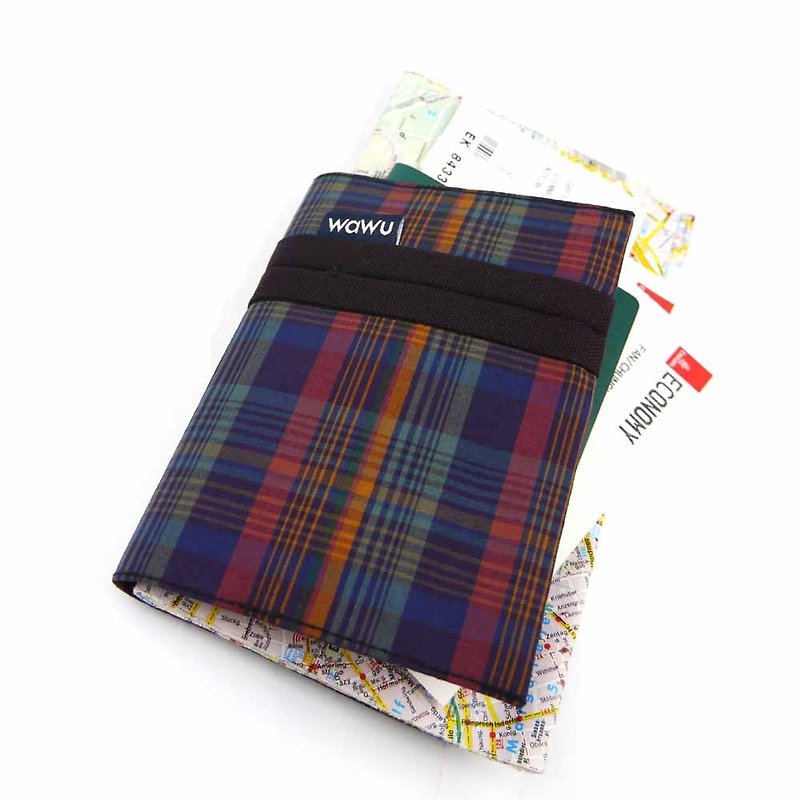 WaWu passport cover (color grid) custom models * - Passport Holders & Cases - Cotton & Hemp Black