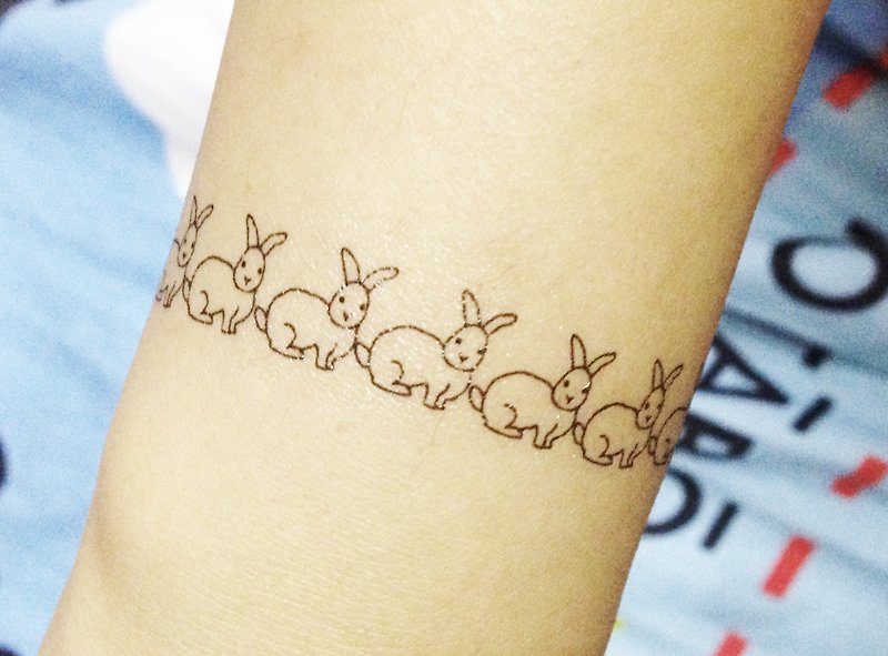 Rabbit Tattoo Sticker/Bunny Temporary Tattoo/ Animal Body Tattoo/Set of 2 - สติ๊กเกอร์แทททู - กระดาษ ขาว