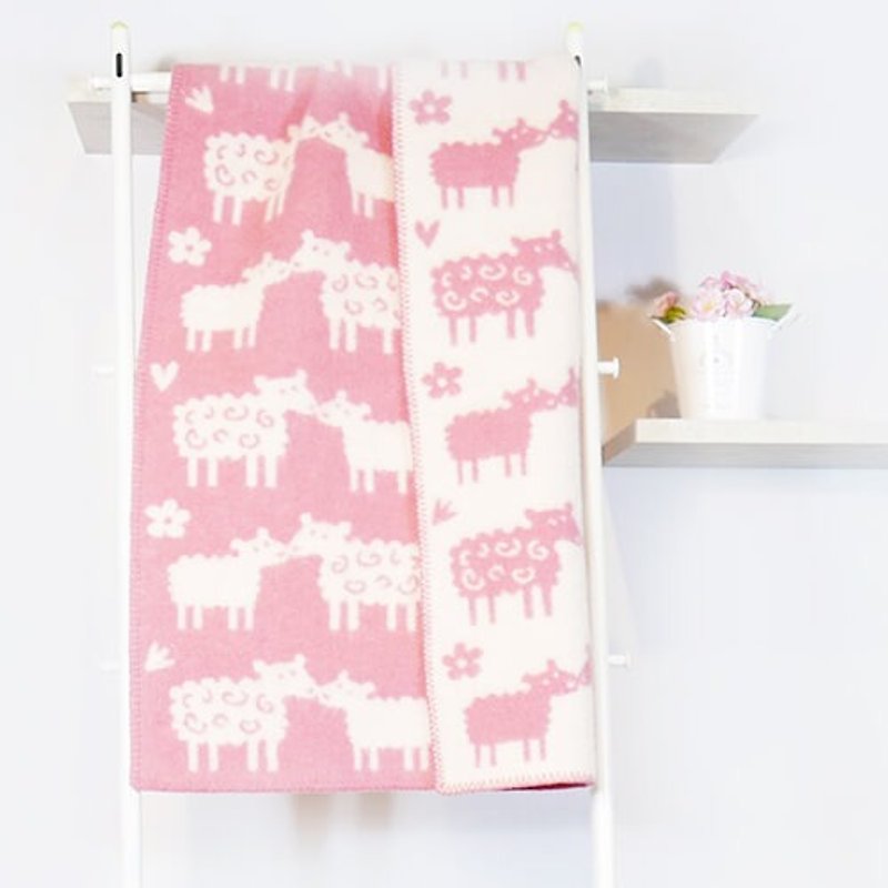 保暖毯子/寶寶毯►瑞典Klippan有機羊毛毯--小綿羊(粉紅色) - 棉被/毛毯 - 羊毛 粉紅色