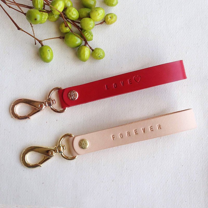 Paris RedVelvet Leather Keychain-Red Velvet/Oak White/Pink Rose/Midnight Blue S/2 - Keychains - Genuine Leather Red