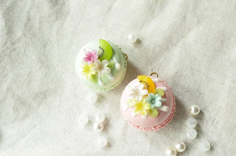 Sweet Dream☆Summer Love Breeze Flowery Macaron Keyring-A total of two colors are available/wedding small items - Other - Clay Pink
