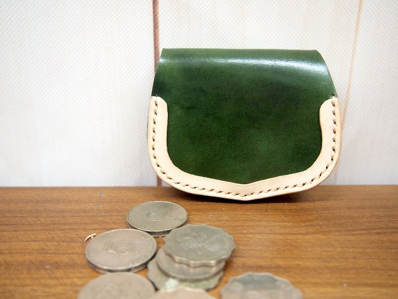 [Retro Series] hand-stitched leather, chrome green horseshoe purse by Fabula Design Customized Retro - Coin Purses - Genuine Leather Green
