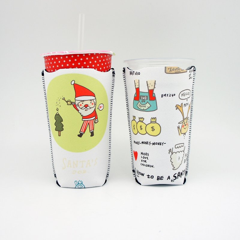 BLR 保冰吸水 聖誕 杯套 Magai's Santa's job 飲料杯套 適用市售飲料杯 - ถุงใส่กระติกนำ้ - วัสดุอื่นๆ สีเขียว
