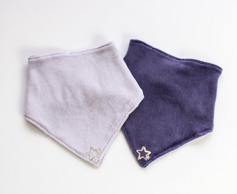 Aurora Little Star Organic Cotton Handmade Saliva Towel - ผ้ากันเปื้อน - ผ้าฝ้าย/ผ้าลินิน สีม่วง