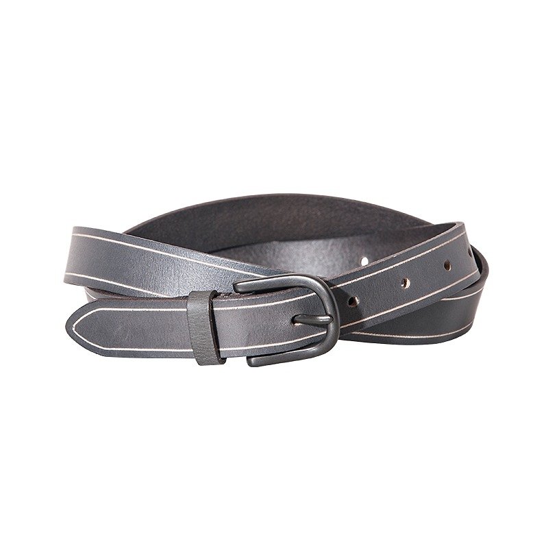 Sour Worms Wide Leather Belt - gray - Belts - Genuine Leather Gray