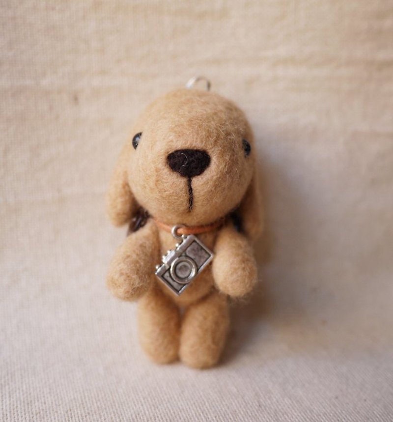 Dog photographer joint movable version necklace pendant key ring - Stuffed Dolls & Figurines - Wool Brown