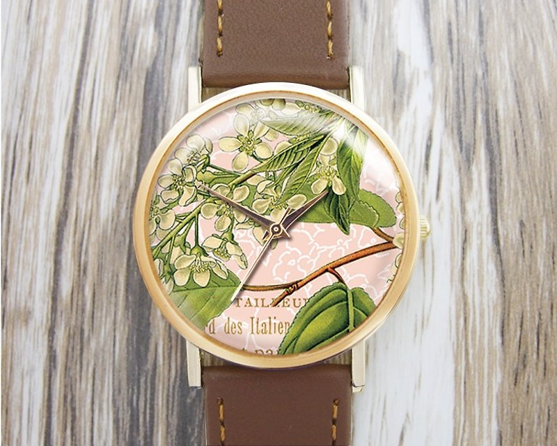 Green leaves in shade-Ladies' Watches/Men's Watches/Unisex Watches/Accessories【Special U Design】 - นาฬิกาผู้หญิง - โลหะ สีเขียว