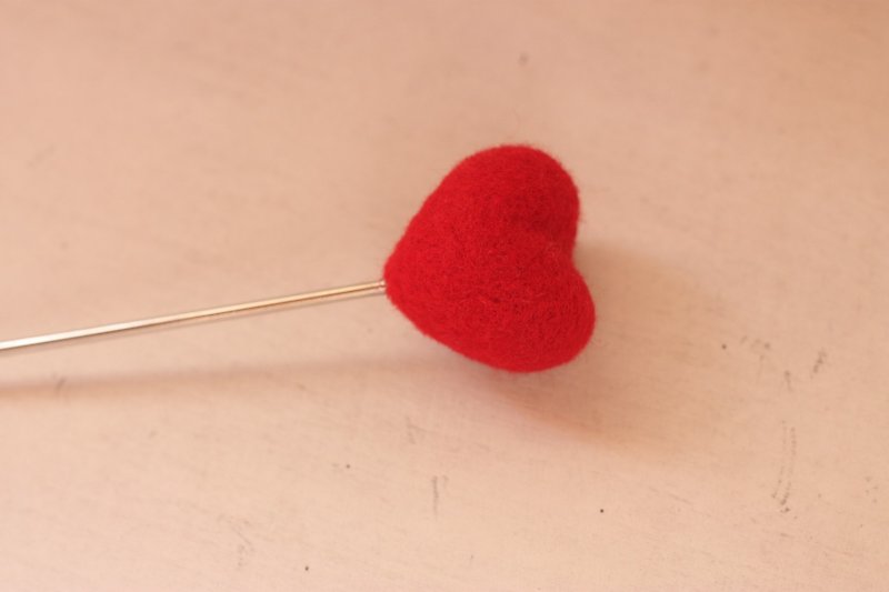 Red Heart Hairpin - Hair Accessories - Wool Red