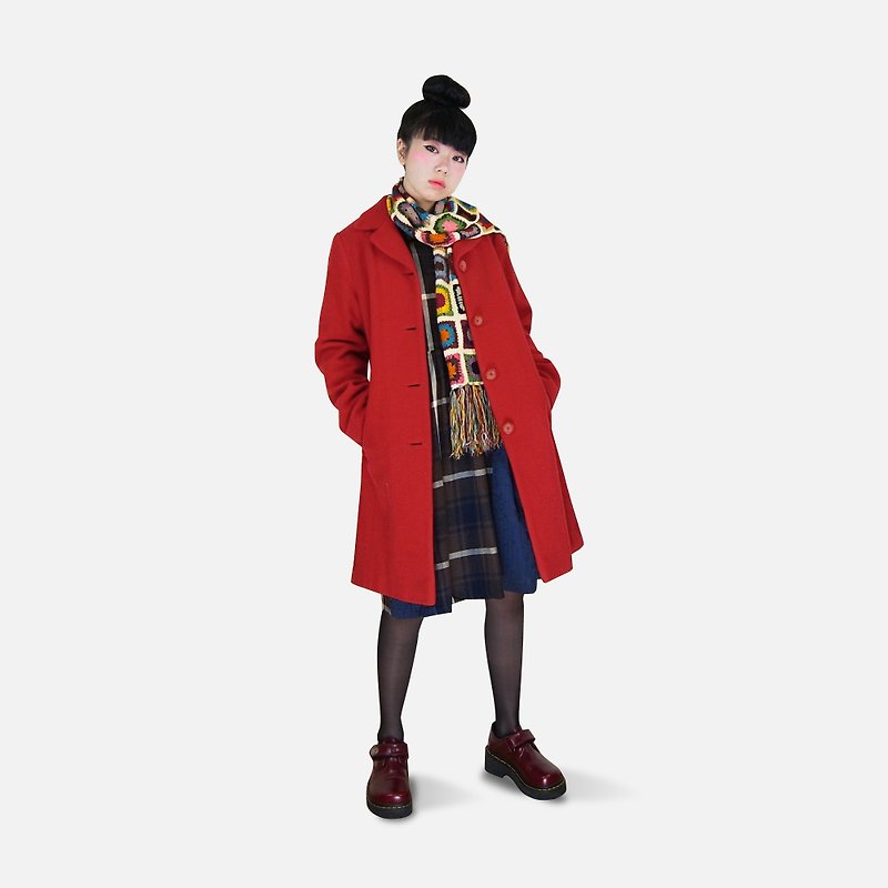 A‧PRANK: DOLLY :: VINTAGE retro significantly positive red woolen suit coat jacket collar - เสื้อแจ็คเก็ต - ผ้าฝ้าย/ผ้าลินิน สีแดง