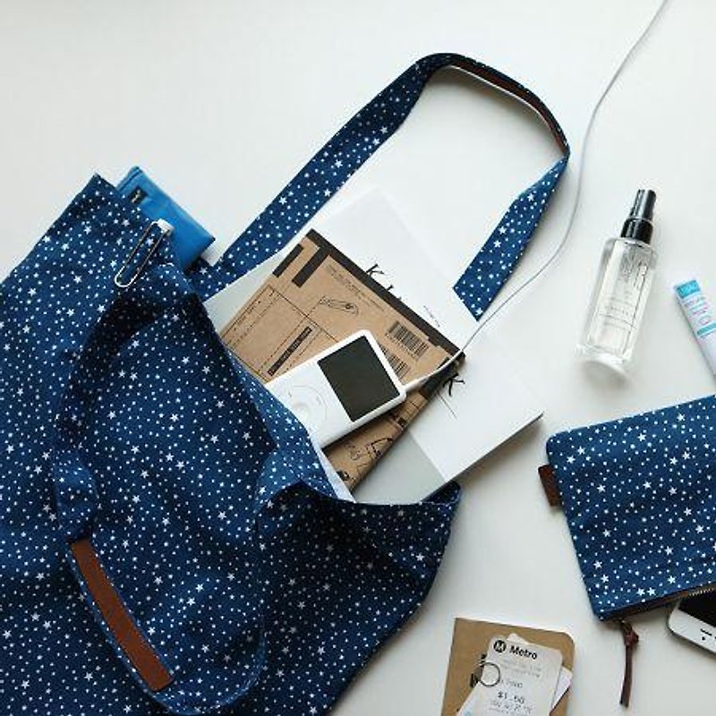 Dailylike Eco bag Nordic Eco Bag Tote Bag - Star, E2D83952 - กระเป๋าถือ - วัสดุอื่นๆ สีน้ำเงิน