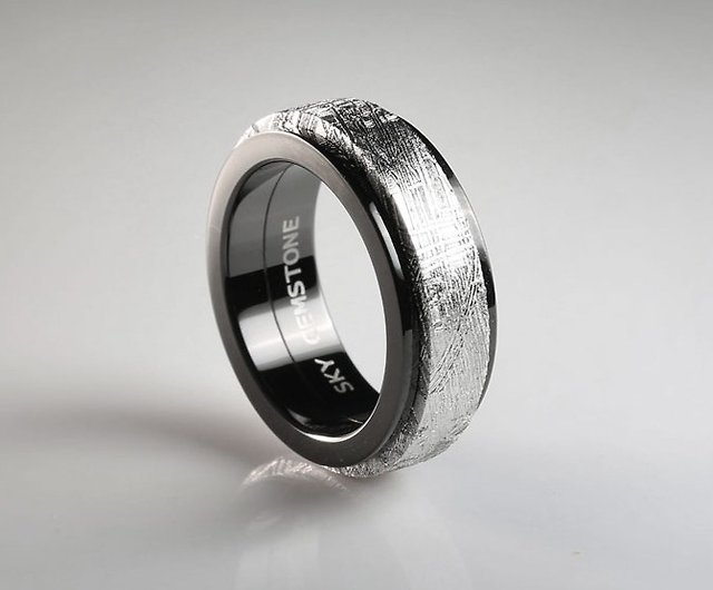 onbekend Verstikken Carry Sweden Muonionalusta Meteorite 316L Stainless Steel Wedding Band Ring -  Shop Sky Gemstone Jewelry General Rings - Pinkoi