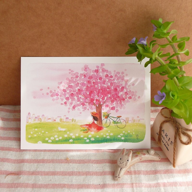 Visit spring postcard - การ์ด/โปสการ์ด - กระดาษ สึชมพู